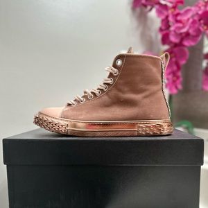 Giuseppe Zanotti Blabber Sneakers Rose Gold  Velvet Metallic Pink Sneakers 41